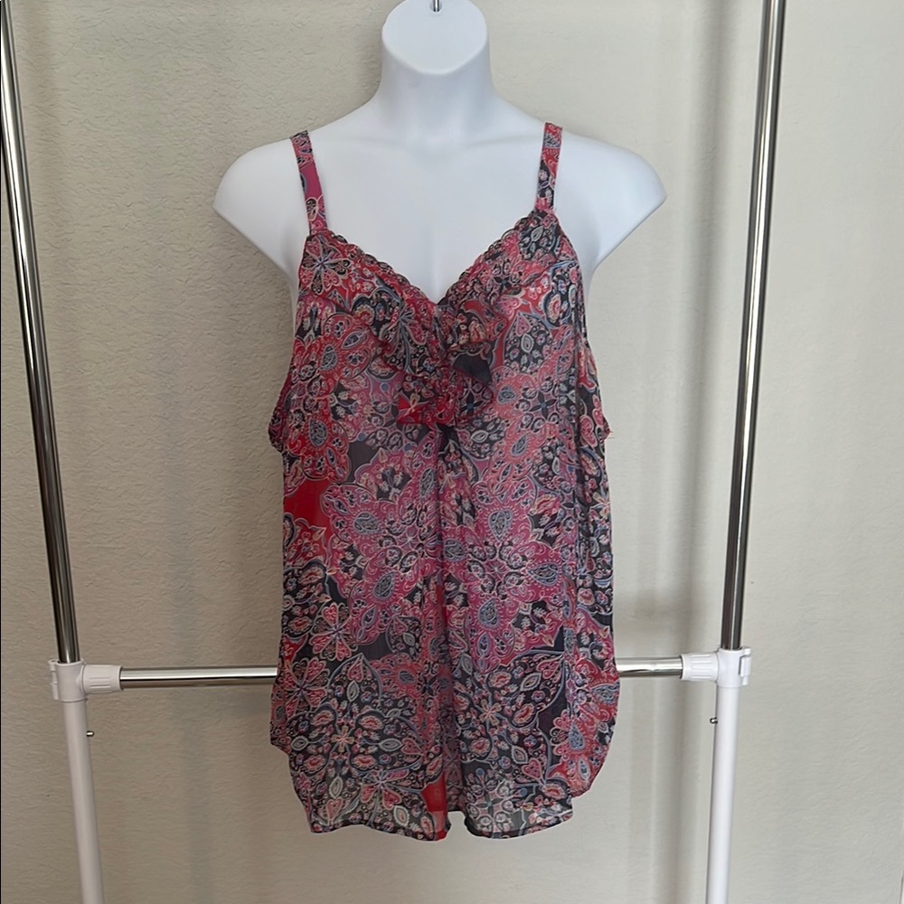 Floral Red and Blue Women's Top